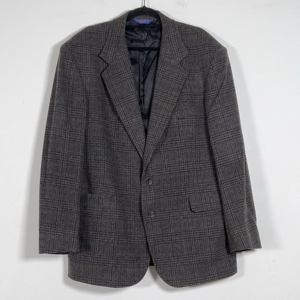 Vtg Pendleton Virgin Wool Blazer Jacket‎ Mens Sz 46 Plaid 2 Button Single Vent